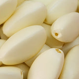 18x10mm Pinched Oval (50) - Light Cream - Pottery Look Lucite Beads - Matte