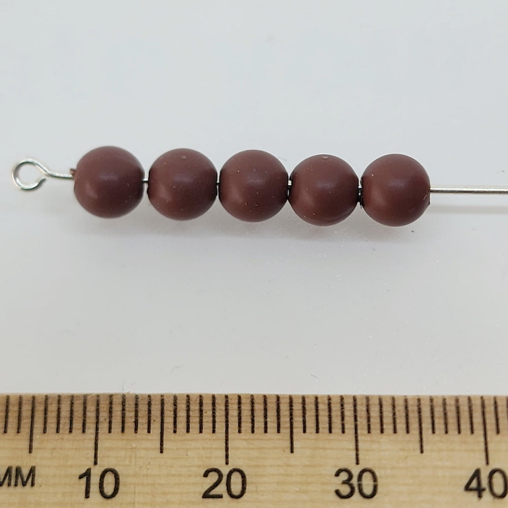 6mm Round (100) - Chocolate - Pottery Look Lucite Beads - Matte