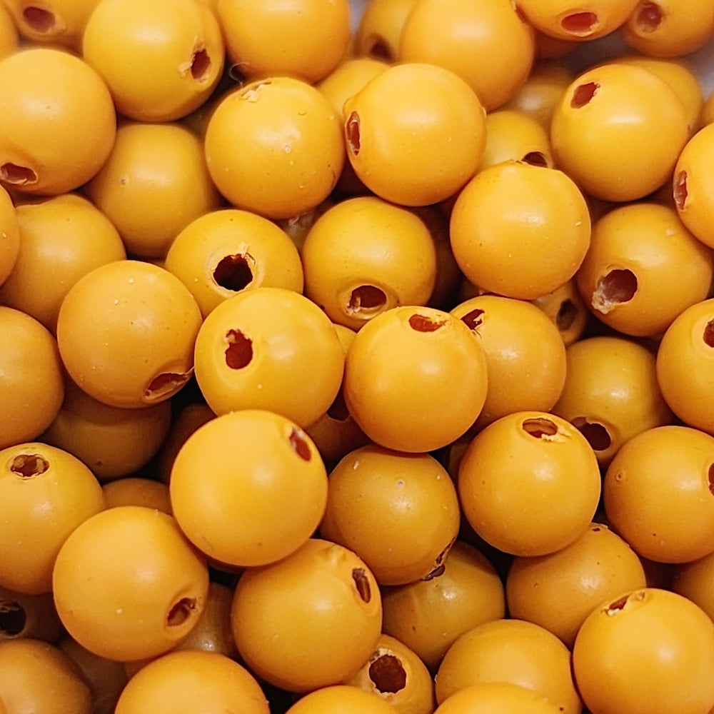 6mm Round (100) - Pumpkin - Pottery Look Lucite Beads - Matte
