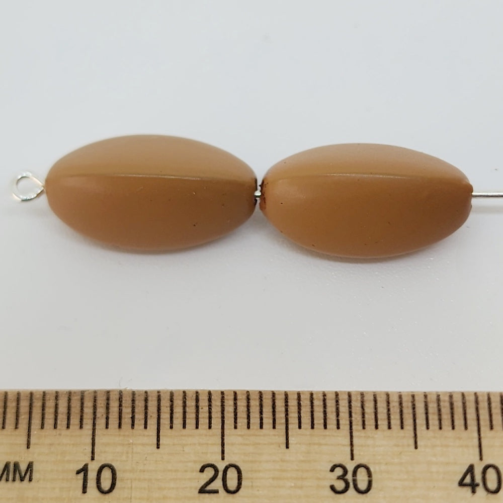 18x10mm Pinched Oval (50) - Brown - Pottery Look Lucite Beads - Matte