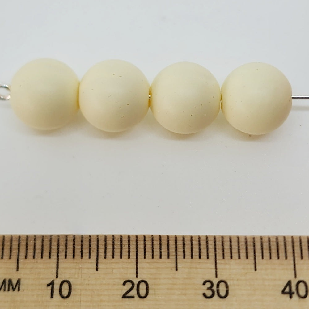 10mm Round (50) - Light Cream - Pottery Look Lucite Beads - Matte