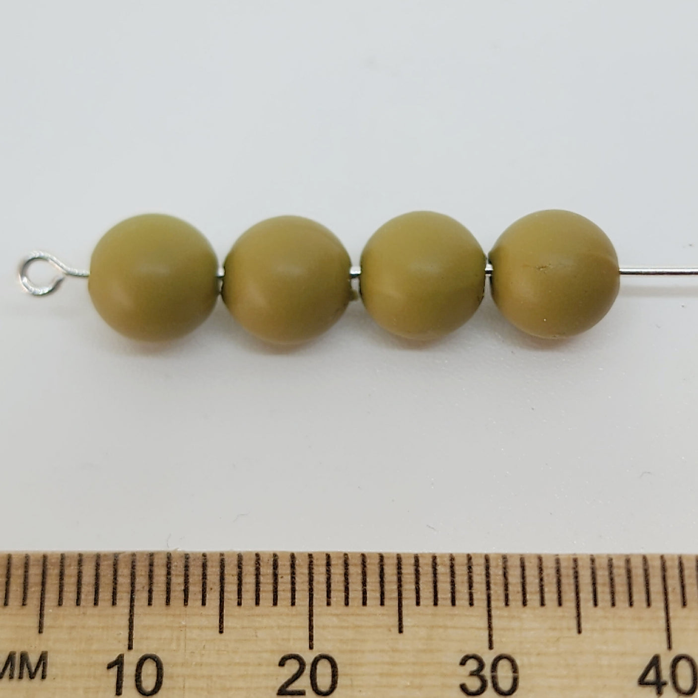 8mm Round (50) - Khaki Green - Pottery Look Lucite Beads - Matte