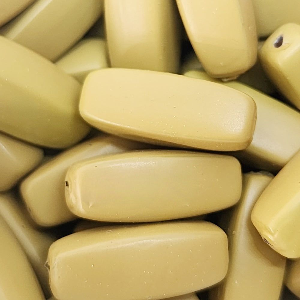 17x7mm Rectangle Tube (50) - Khaki Green - Pottery Look Lucite Beads - Matte