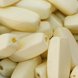 17x7mm Rectangle Tube (50) - Light Cream - Pottery Look Lucite Beads - Matte