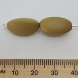 18x10mm Pinched Oval (50) - Khaki Green - Pottery Look Lucite Beads - Matte