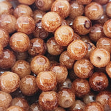 6mm Round (50) - Brown Bubble Glaze over Cream - Vintage Lucite Beads