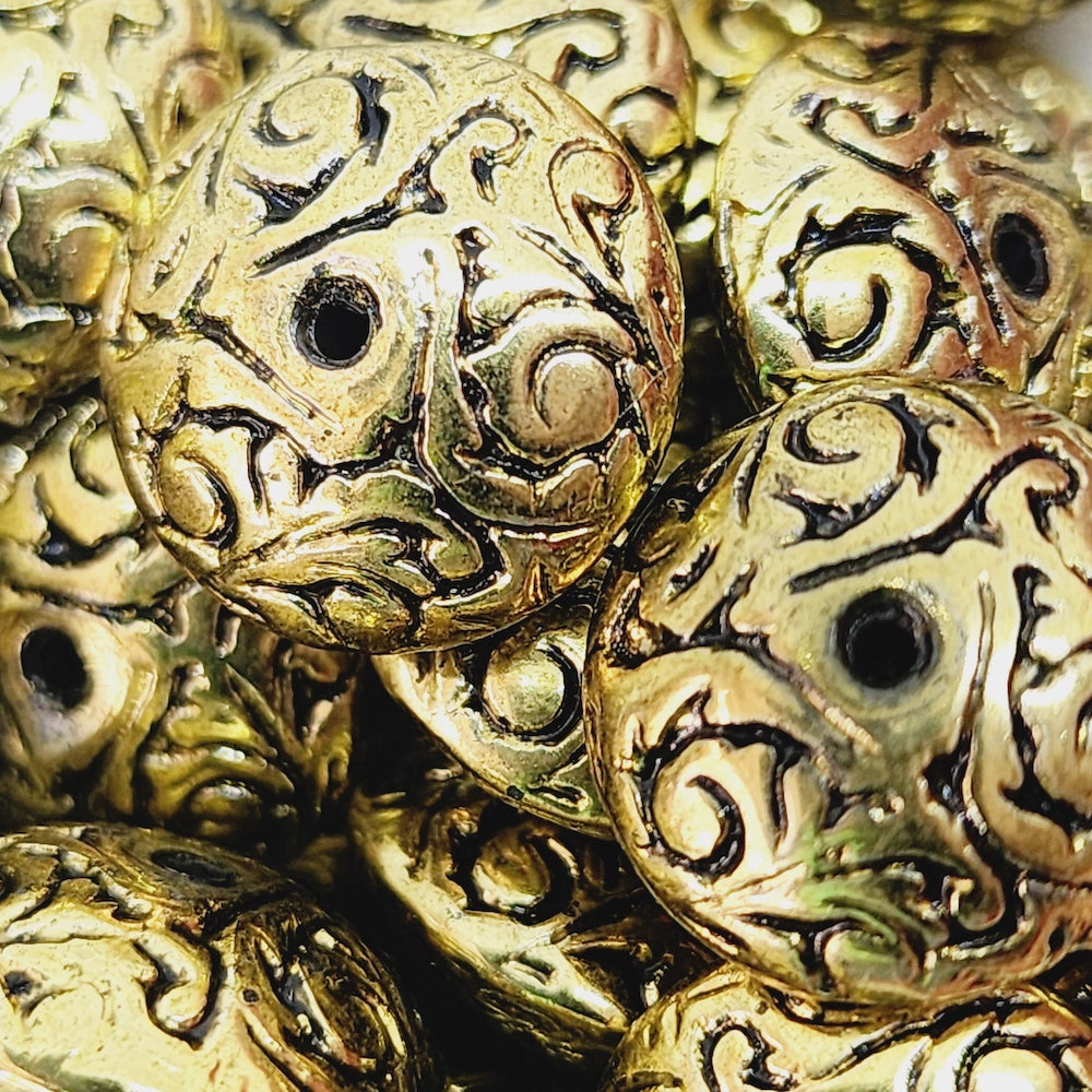 8x16mm UFO (10) - Gold - Vintage Metalised Beads