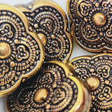 24mm Pillow (10) - Antique Gold - Vintage Metalised Beads