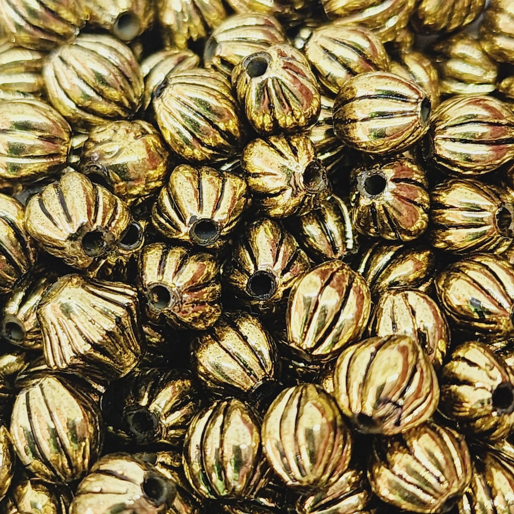 6mm Onion (50) - Antique Gold - Vintage Metalised Beads