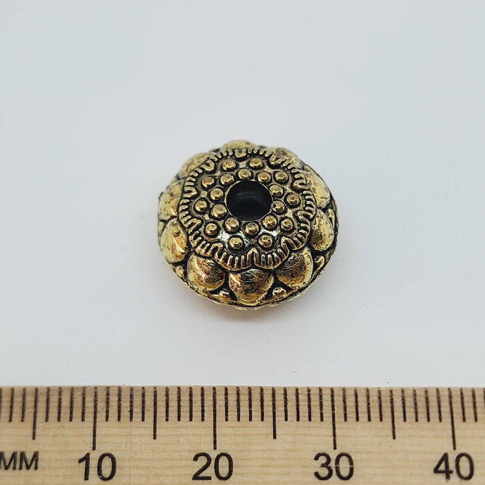 6x19mm Rondelle (10) - Antique Gold - Vintage Metalised Beads