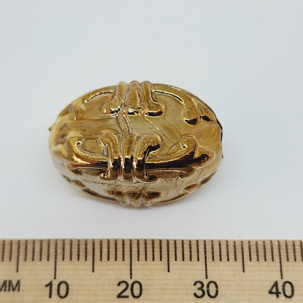 Squared Oval (25) - Gold - Vintage Metalised Beads