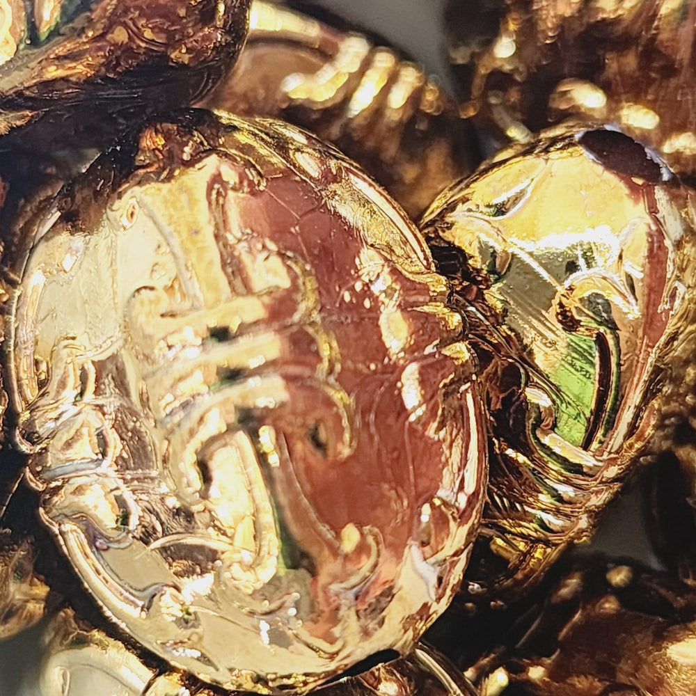 Squared Oval (25) - Gold - Vintage Metalised Beads