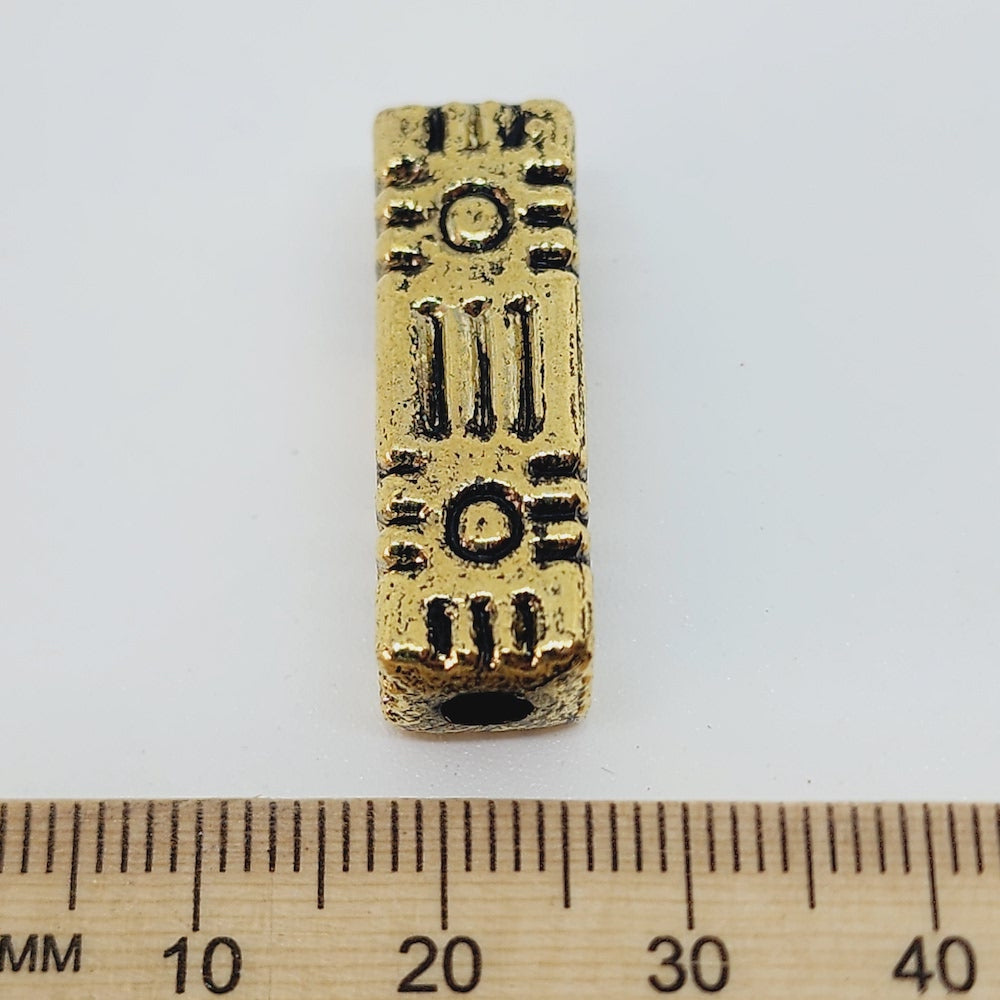 28x9mm Column (10) - Antique Gold - Persian Style Vintage Beads