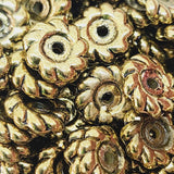 3x12mm Wheel (25) - Antique Gold - Vintage Metalised Beads