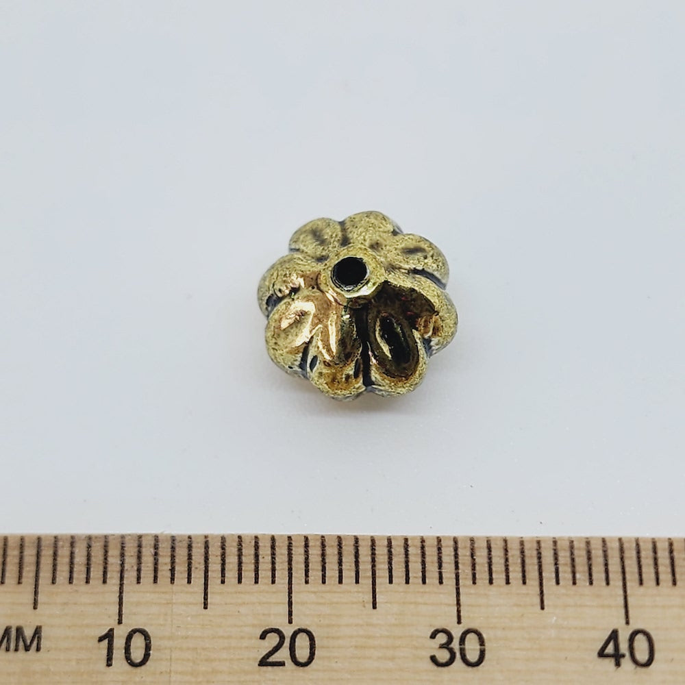 10x12mm Melon (10) - Antique Gold - Vintage Metalised Beads