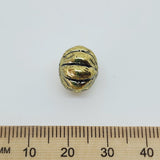 10x12mm Melon (10) - Antique Gold - Vintage Metalised Beads