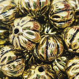 10x12mm Melon (10) - Antique Gold - Vintage Metalised Beads