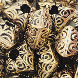 10x12mm Square Rondelle (10) - Antique Gold - Vintage Metalised Beads