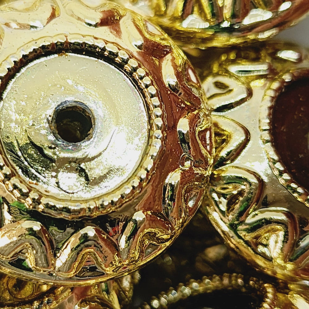 11x25mm Wheel (10) - Gold - Vintage Metalised Beads