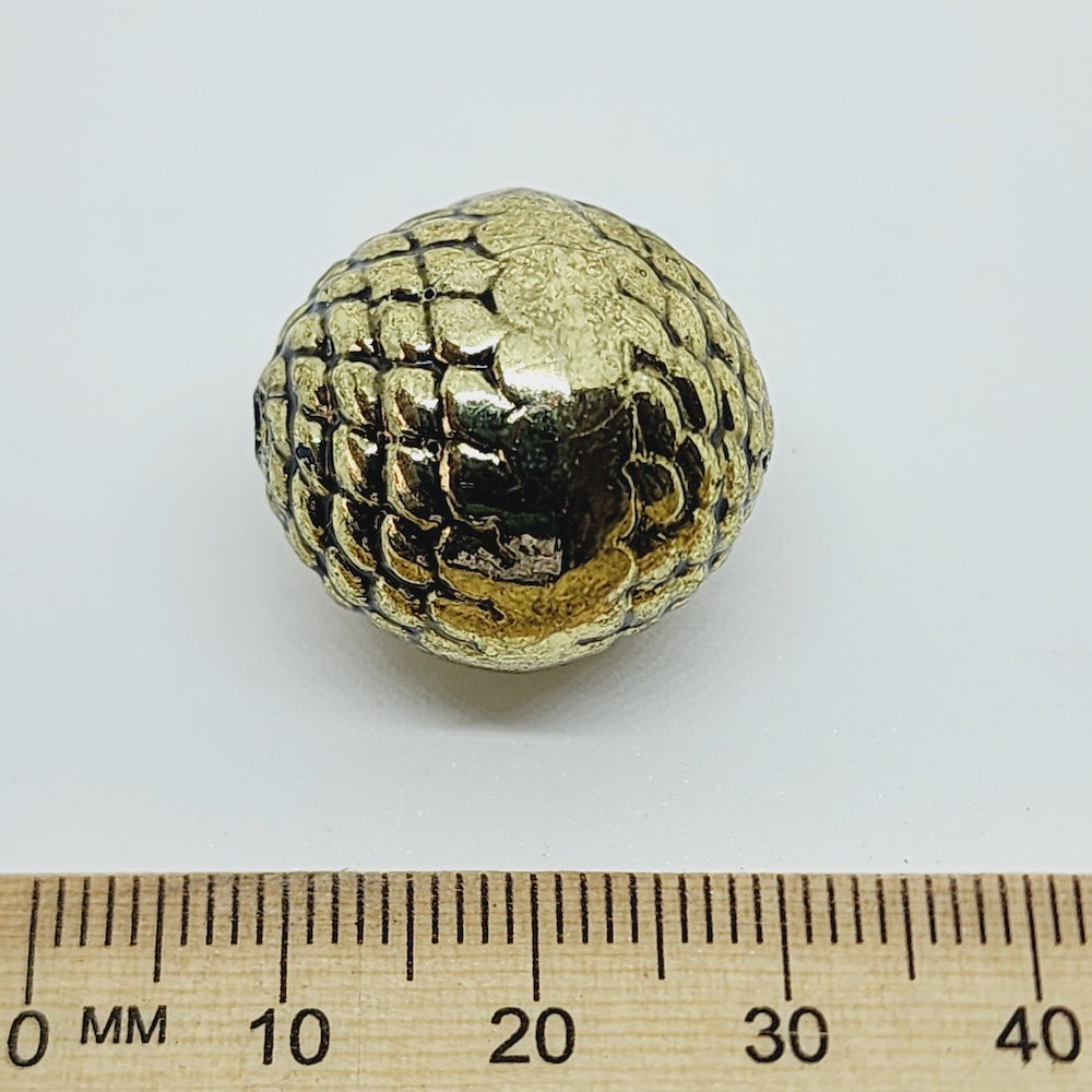 20mm Round (10) - Antique Gold - Vintage Metalised Beads