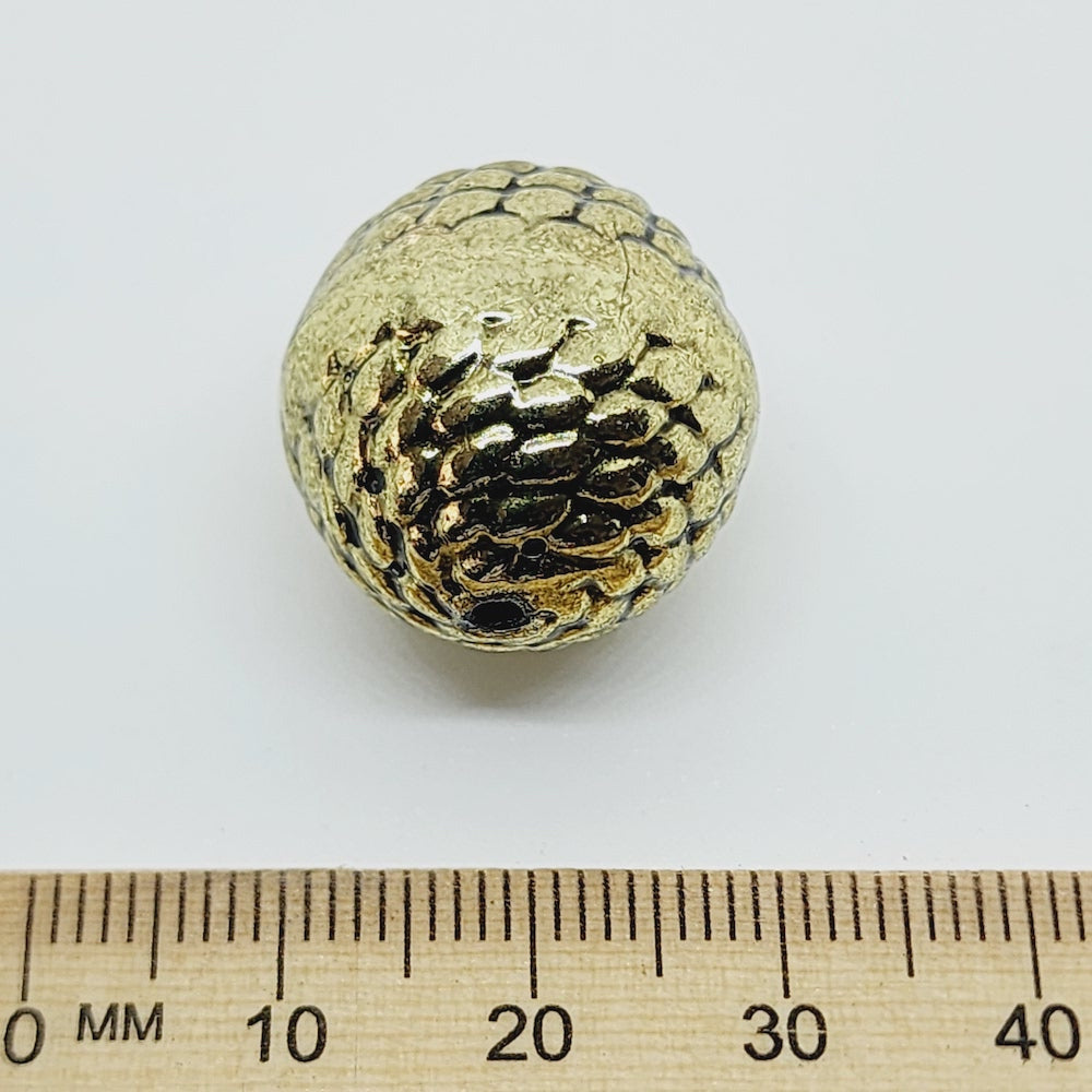 20mm Round (10) - Antique Gold - Vintage Metalised Beads