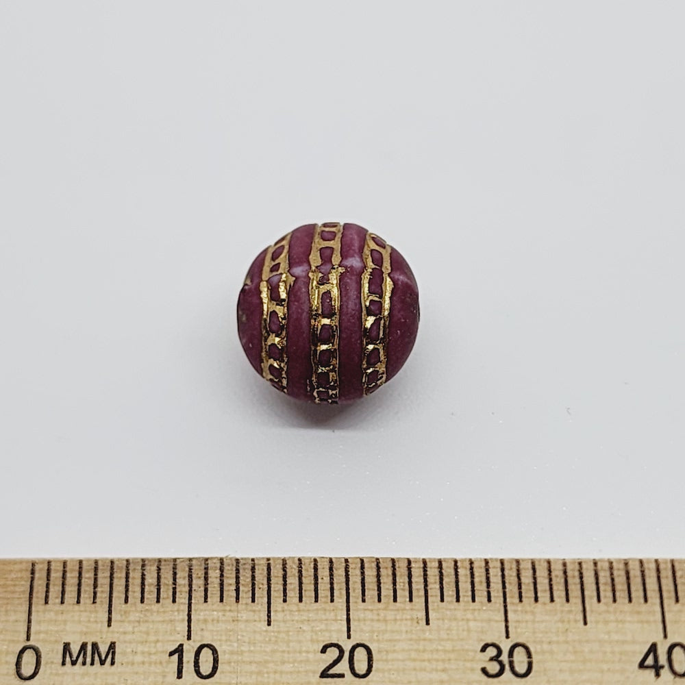 12mm Round (10) - Matte Plum/Gold - Vintage Art Deco Style Lucite Beads