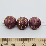 12mm Round (10) - Matte Plum/Gold - Vintage Art Deco Style Lucite Beads