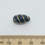16x9mm Oval (10) - Black Opaque w. Gold - Vintage Czech Glass Beads