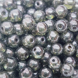 6mm Round (100) - Grey Bubble - Vintage Czech Glass Beads
