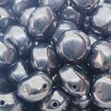 10x7mm Coin (10) - Gunmetal Lustre - Vintage Czech Glass Beads