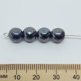 8mm Round (10) - Gunmetal Lustre - Vintage Czech Glass Beads