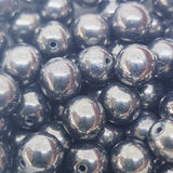 8mm Round (10) - Gunmetal Lustre - Vintage Czech Glass Beads