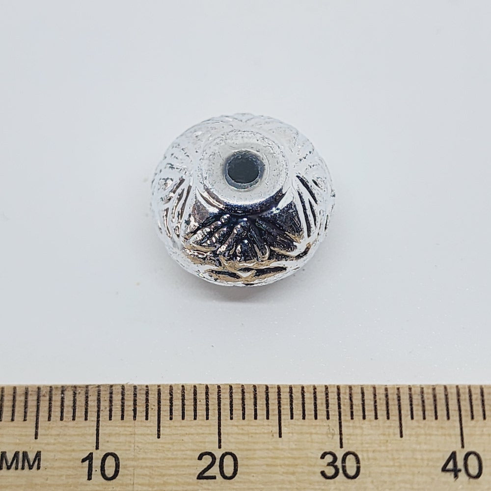 12x16mm Rondelle (10) - Silver - Vintage Metalised Beads