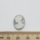 18x13mm Oval (1) - Facing Left - Grey & Ivory - Vintage Cameo
