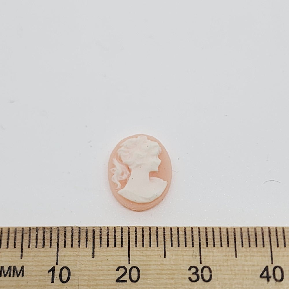 12x10mm Cameo (1) - Facing Right - Peach & Ivory  - Vintage Cameo - Bead Shack