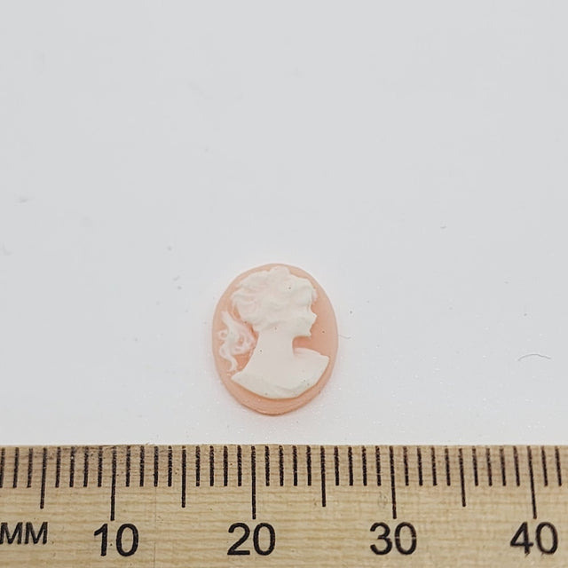 12x10mm Cameo (1) - Facing Right - Peach & Ivory  - Vintage Cameo - Bead Shack