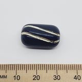 21x13mm Rectangle Pillow (10) - Black w. Silver - Vintage Lucite Beads