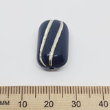 21x13mm Rectangle Pillow (10) - Black w. Silver - Vintage Lucite Beads