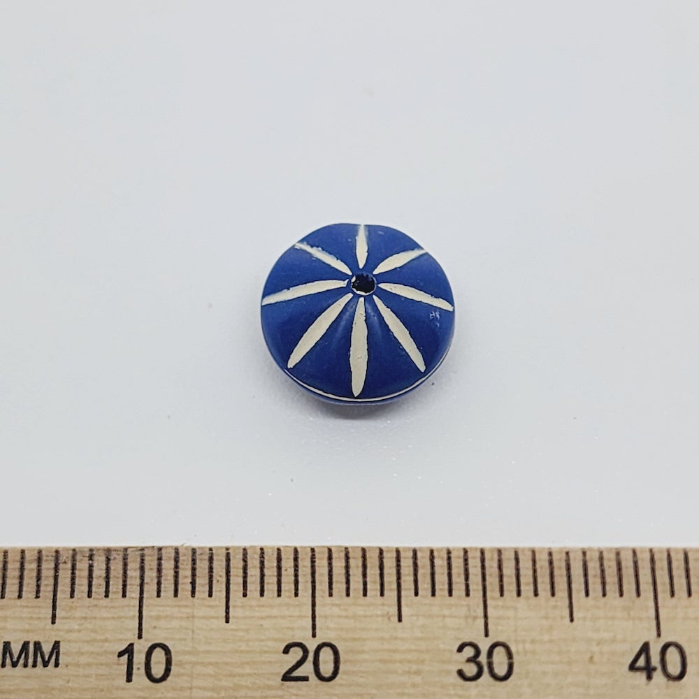 8x12mm UFO (25) - Navy Blue w. White - Vintage Lucite Beads