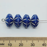 8x12mm UFO (25) - Navy Blue w. White - Vintage Lucite Beads