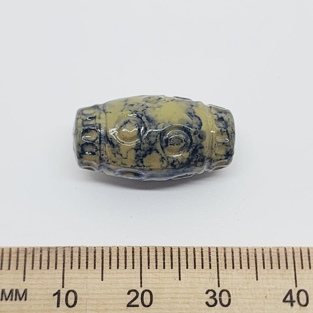 22x12mm Barrel (25) - Khaki - Pottery Look Lucite Beads - Glossy