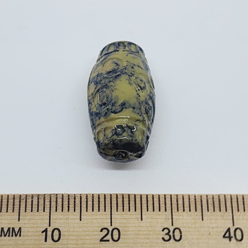 22x12mm Barrel (25) - Khaki - Pottery Look Lucite Beads - Glossy