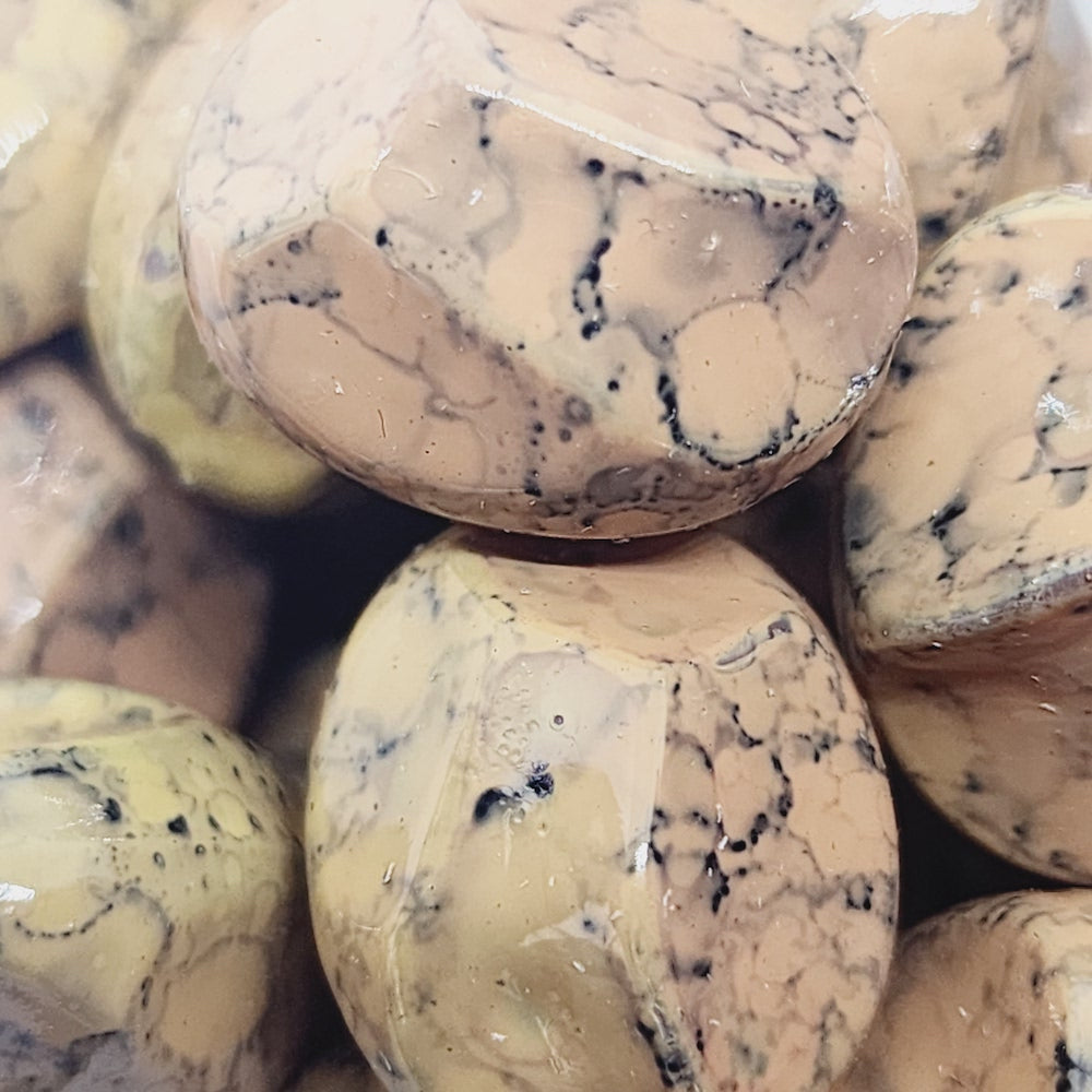 18x15mm Pinched Oval (25) - Light Brown - Pottery Look Lucite Beads - Glossy