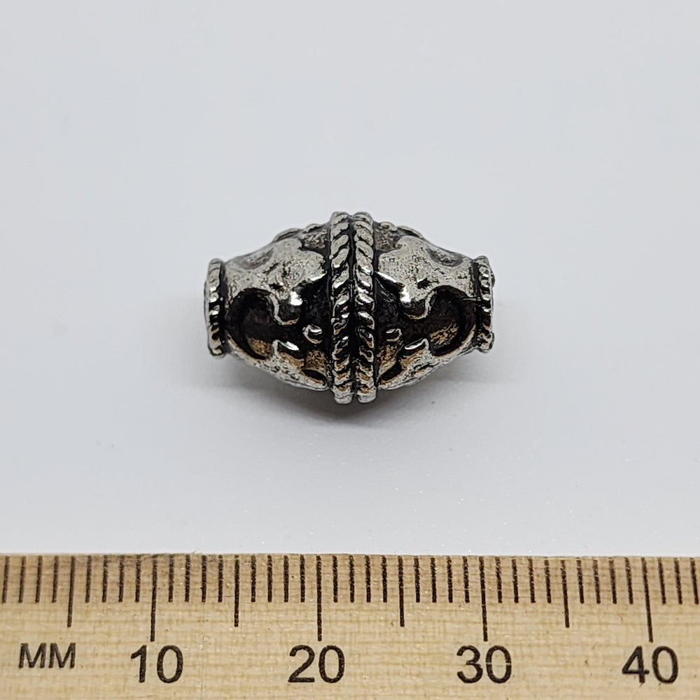 18x12 Bicone (10) - Antique Silver - Vintage Metalised Beads