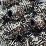 18x12 Bicone (10) - Antique Silver - Vintage Metalised Beads