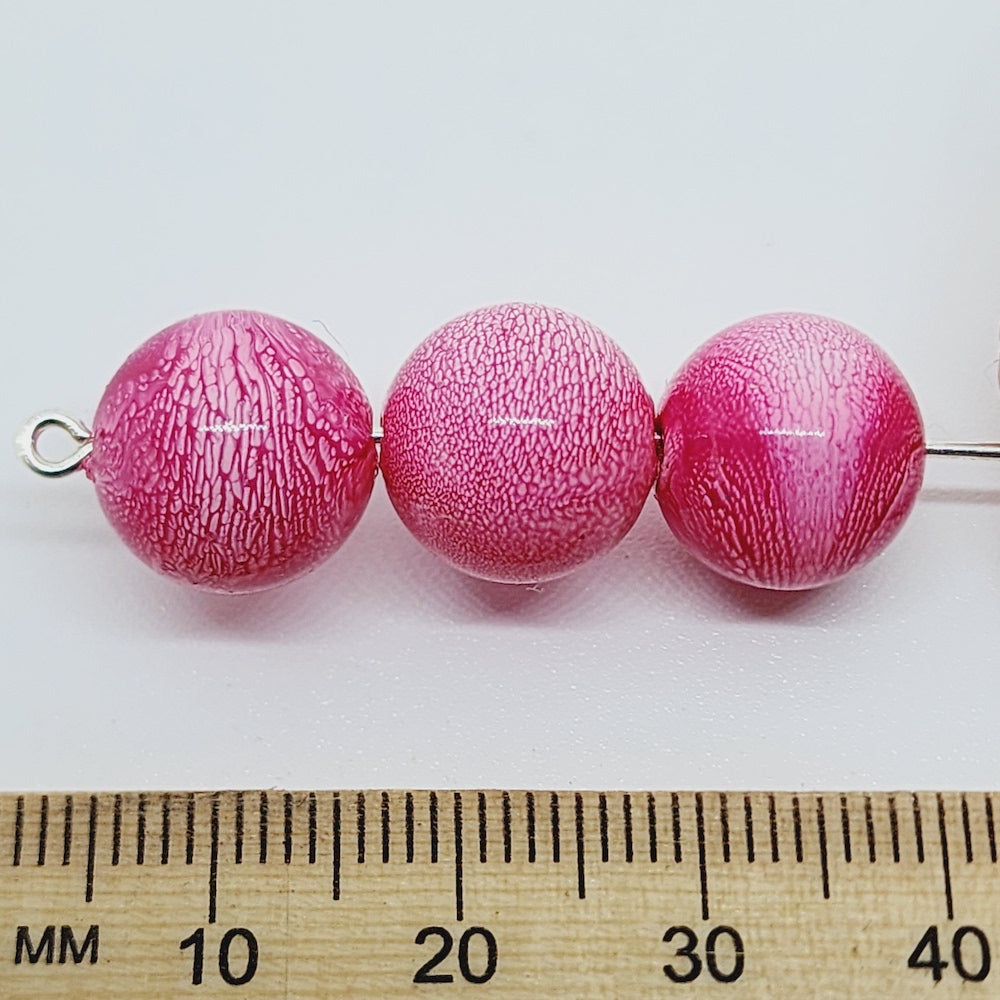 12mm Round (25) - Pink - Vintage Pastel Marbled Effect Beads