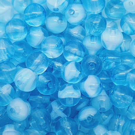 5mm Round Czech Glass Beads (50) - Aqua Givre - Bead Shack