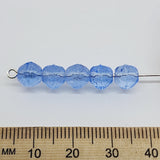 7mm Facet Round (150) - Water Blue Transparent - Vintage Czech Glass Beads
