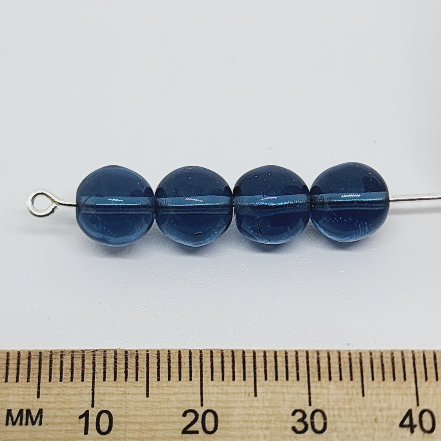 8mm Round (100) - Indicolite Blue Transparent - Vintage Czech Glass Beads