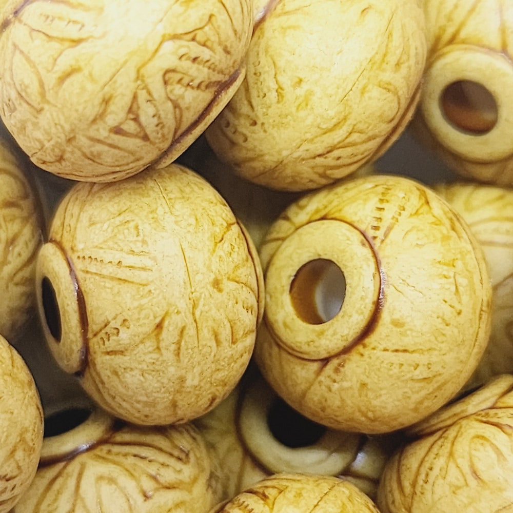 12x16mm Rondelle (10) - Tan - Vintage Lucite Beads